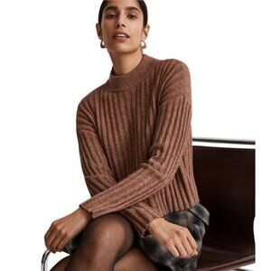 Madewell Mockneck Cropped Sweater Rosehip 2023 Wool Blend Size M